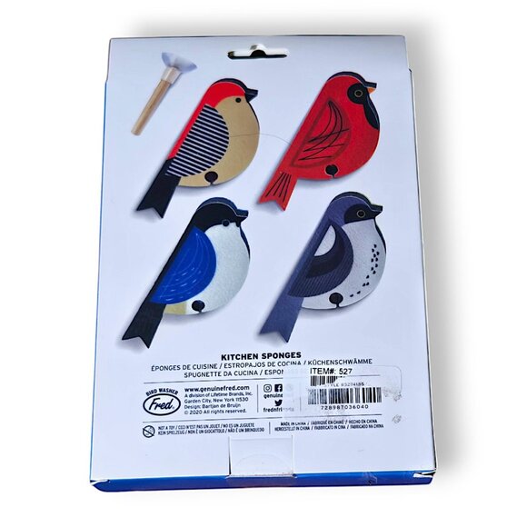 Perched Bird Kitchen Sponges with Suction Perch, Set of 4 Birds - Picture 2 of 4